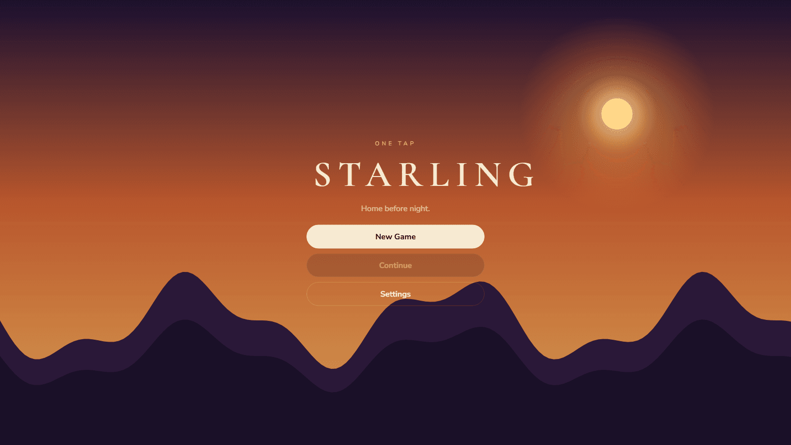 Starling web game title screen